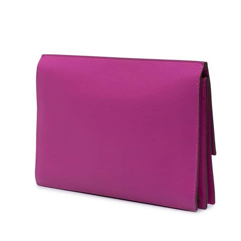 Hermès Evercolor Evergrain Multiplis Clutch Pink Leather Good condition - Back View