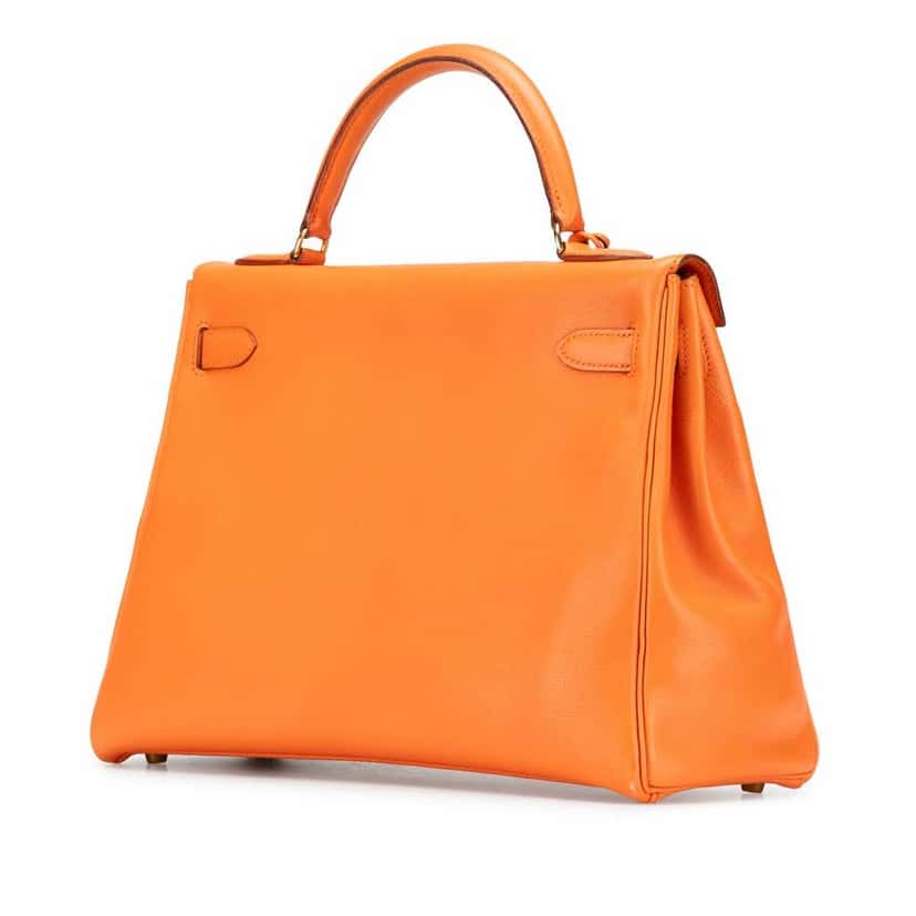 Hermès Gulliver Kelly Retourne 32 Orange Leather Good condition - Back View
