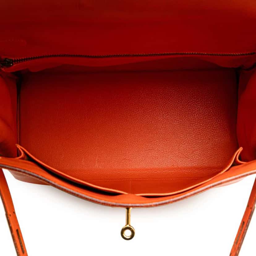 Hermès Gulliver Kelly Retourne 32 Orange Leather Good condition - Model View
