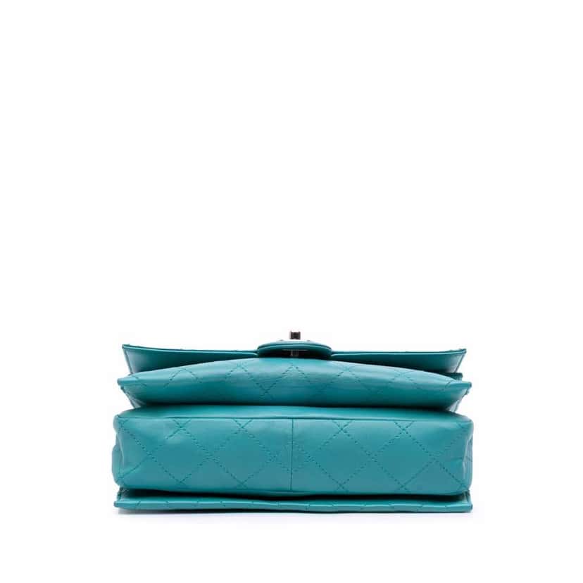 Chanel CC Quilted Calfskin Double Flap Blue Leather Good condition - Inside View