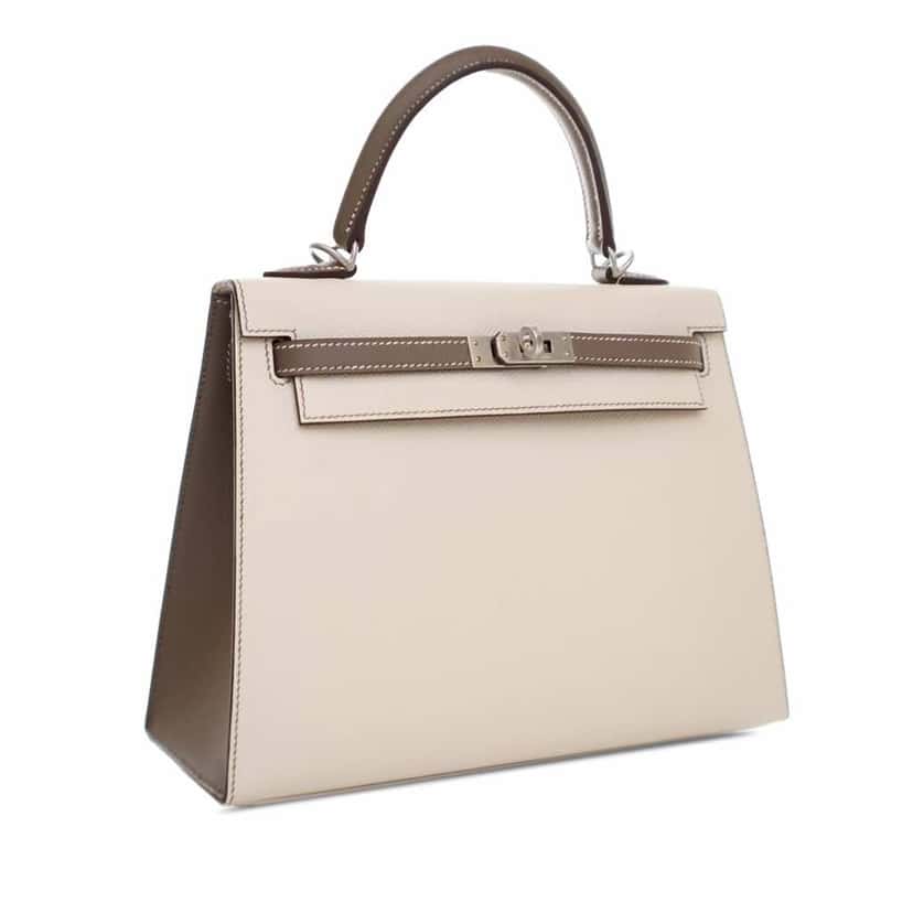 Hermès Special Order Bicolor Epsom Kelly II Sellier 25 White Leather Good condition - Back View
