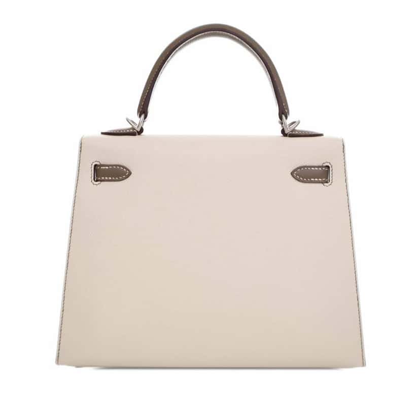 Hermès Special Order Bicolor Epsom Kelly II Sellier 25 White Leather Good condition - Inside View