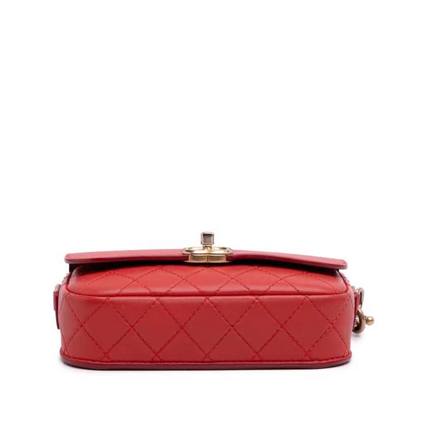 Chanel Quilted Calfskin Multi Pouching Flap Red Leather Good condition - Inside View