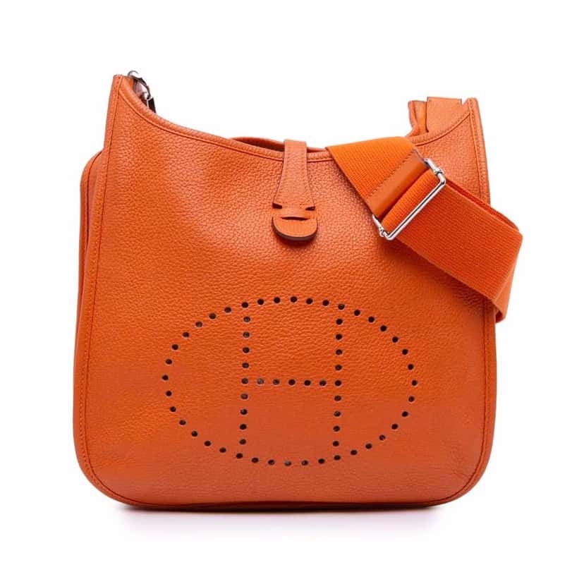 Hermès Clemence Evelyne III PM Orange Leather Good condition - Front View