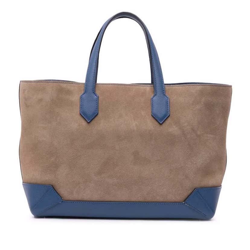 Hermès Doblis Suede and Epsom Maxibox Cabas 30 Brown Leather Good condition - Front View