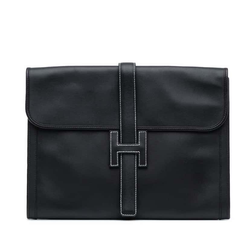 Hermès Swift Jige GM Black Leather Good condition - Front View