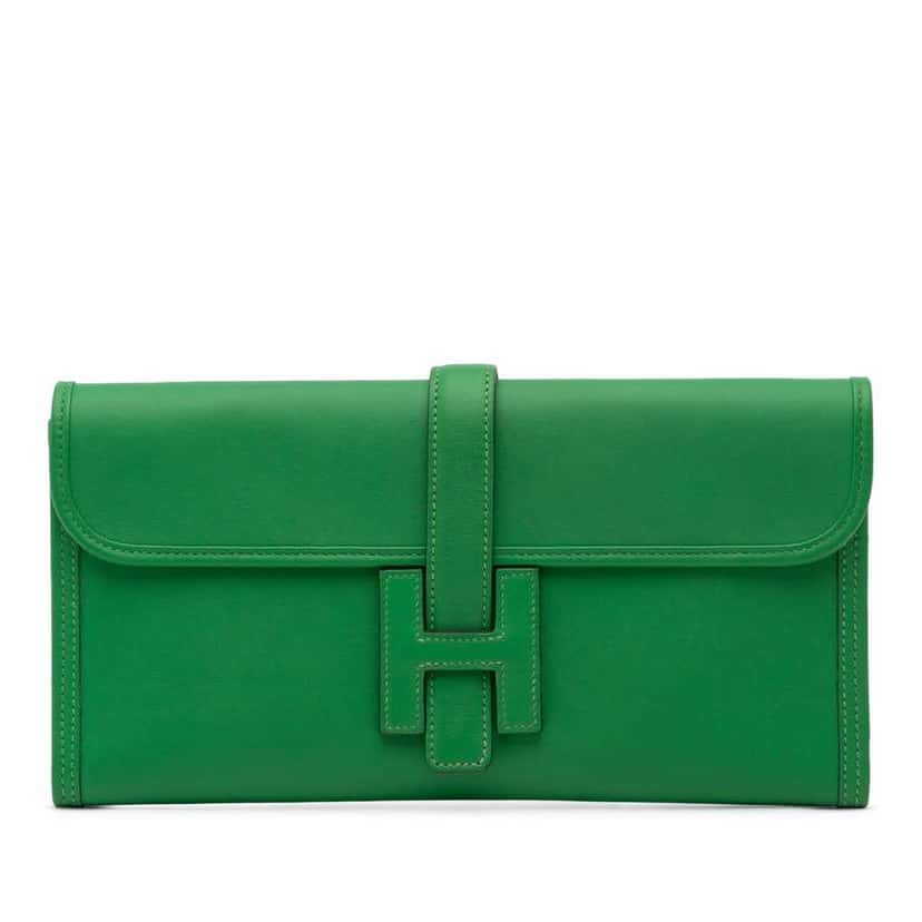 Hermès Swift Jige Elan 29 Green Leather Good condition - Front View