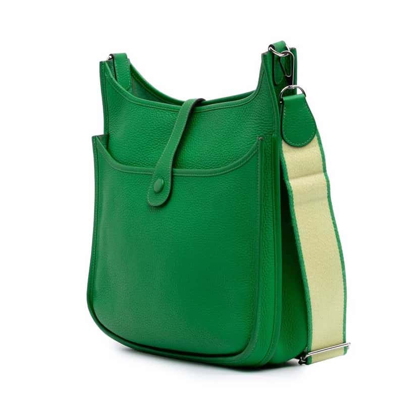 Hermès Clemence Evelyne III 29 Green Leather Good condition - Back View