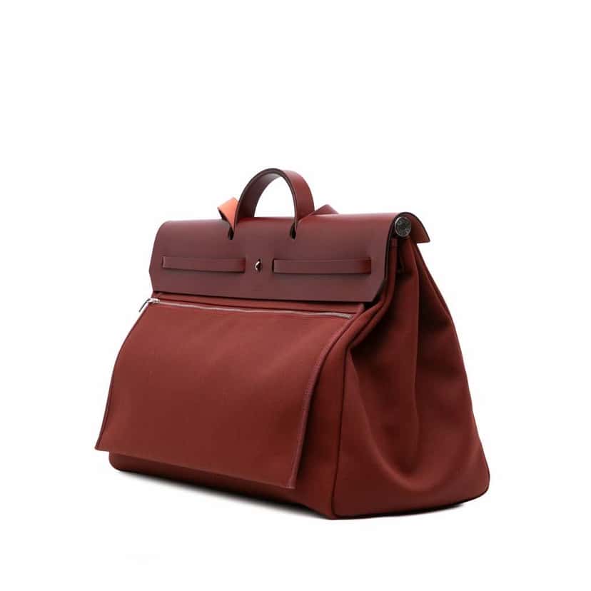 Hermès Toile Militaire Vache Hunter Herbag Zip 50 Red Good condition - Back View