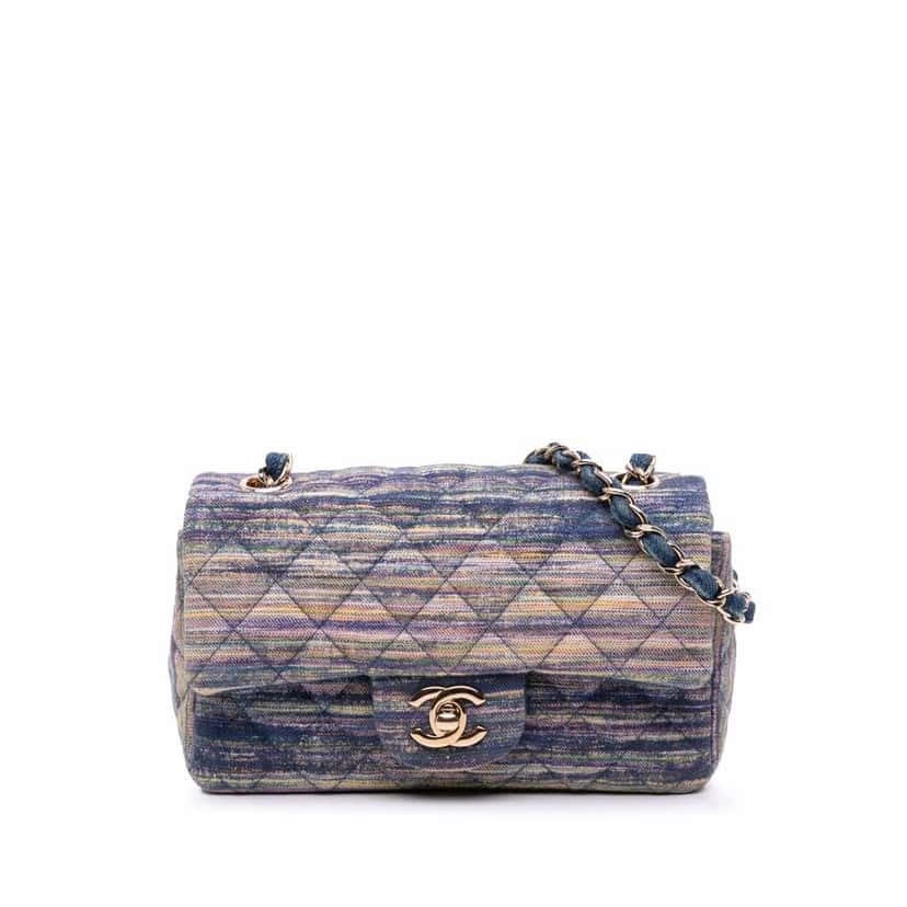 Chanel Mini Rectangular Multicolor Classic Denim Single Flap Blue Good condition - Front View