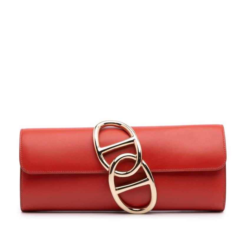 Hermès Tadelakt Egee Clutch Red Leather Good condition - Front View
