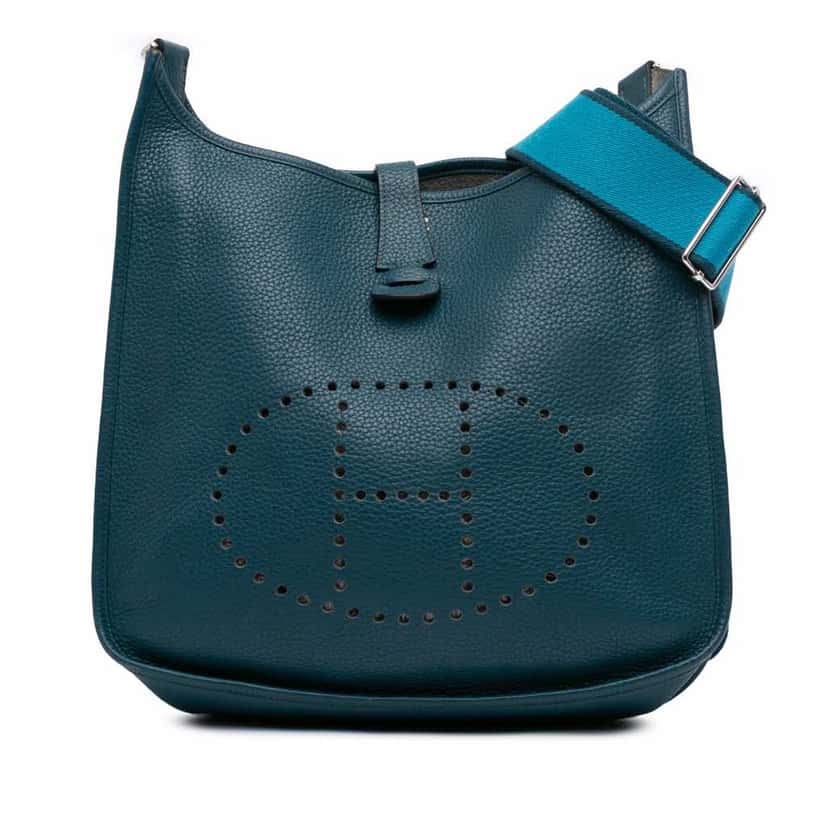 Hermès Clemence Evelyne III 29 Blue Leather Good condition - Front View