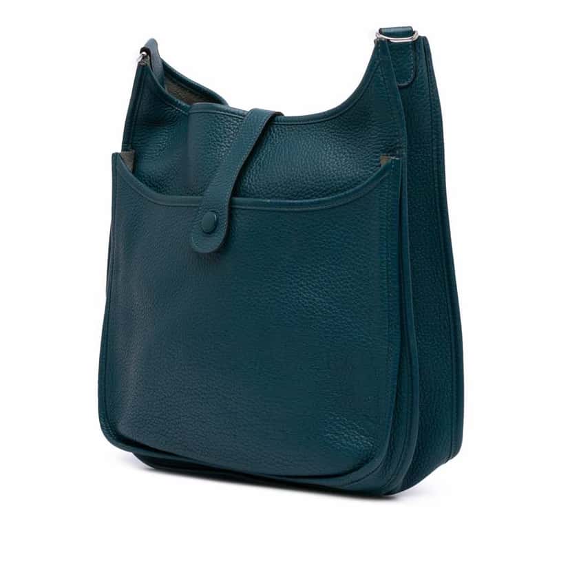 Hermès Clemence Evelyne III 29 Blue Leather Good condition - Back View