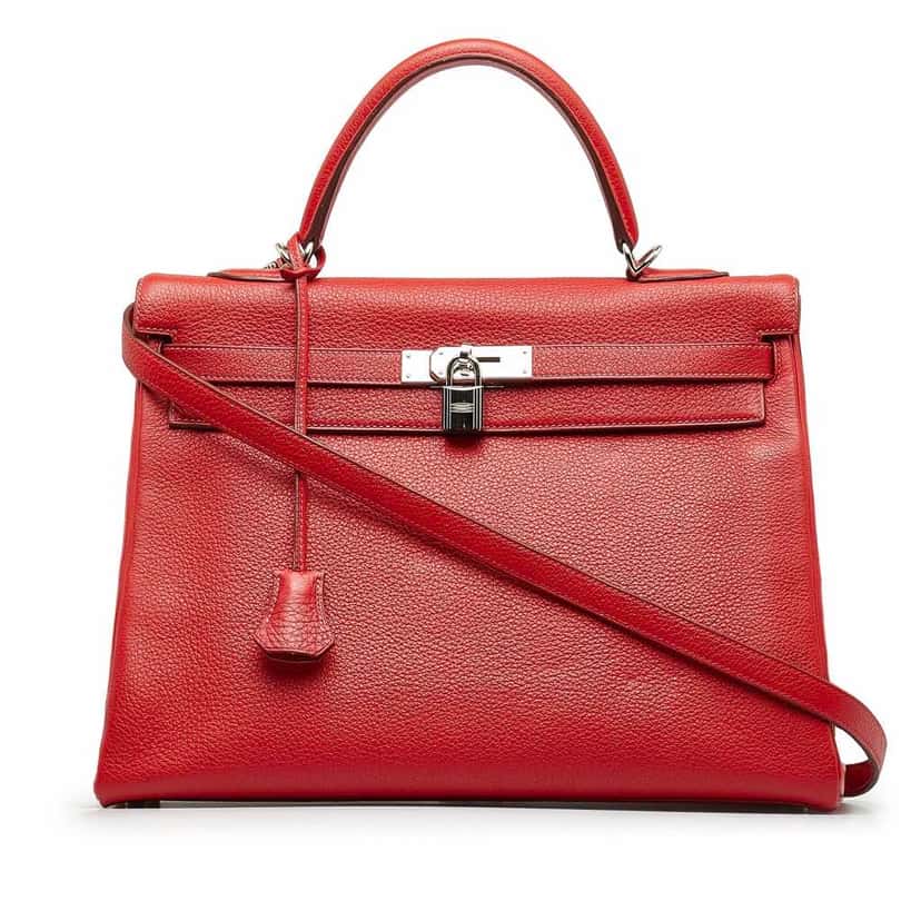 Hermès Togo Kelly 35 Red Leather Good condition - Front View