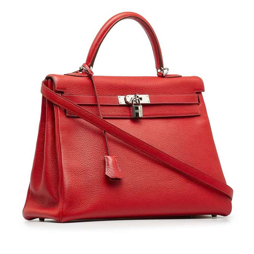 Hermès Togo Kelly 35 Red Leather Good condition - Back View