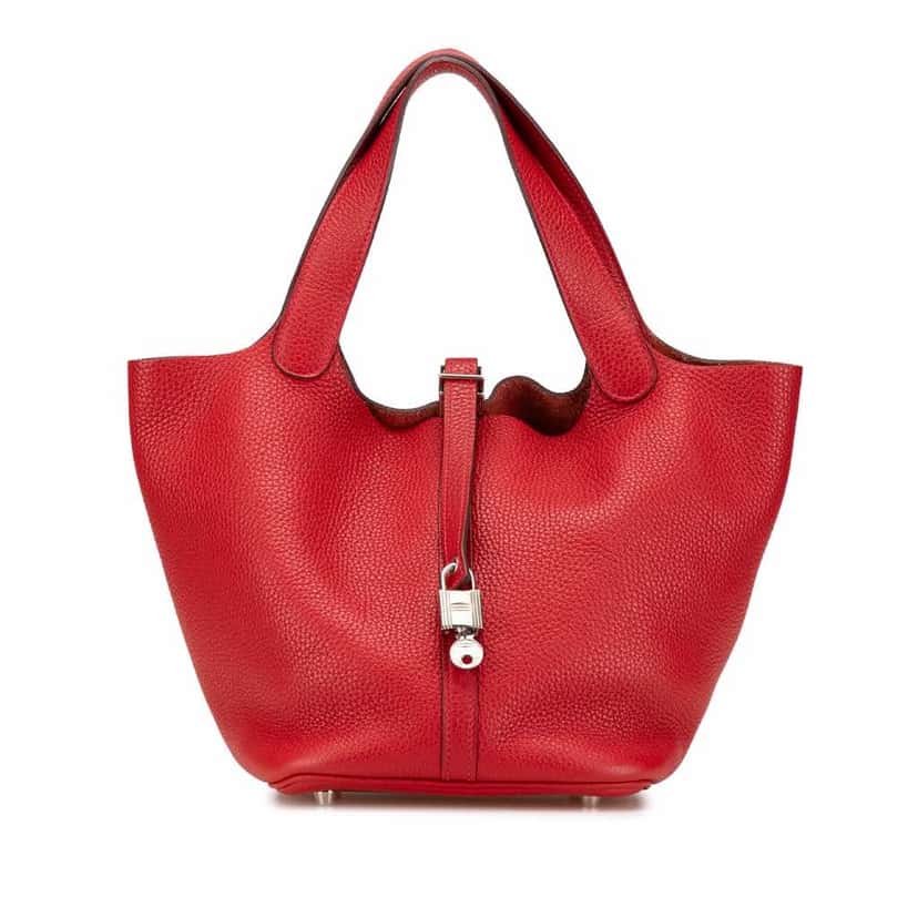 Hermès Clemence Picotin Lock 22 Red Leather Good condition - Front View