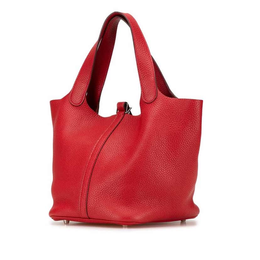 Hermès Clemence Picotin Lock 22 Red Leather Good condition - Back View