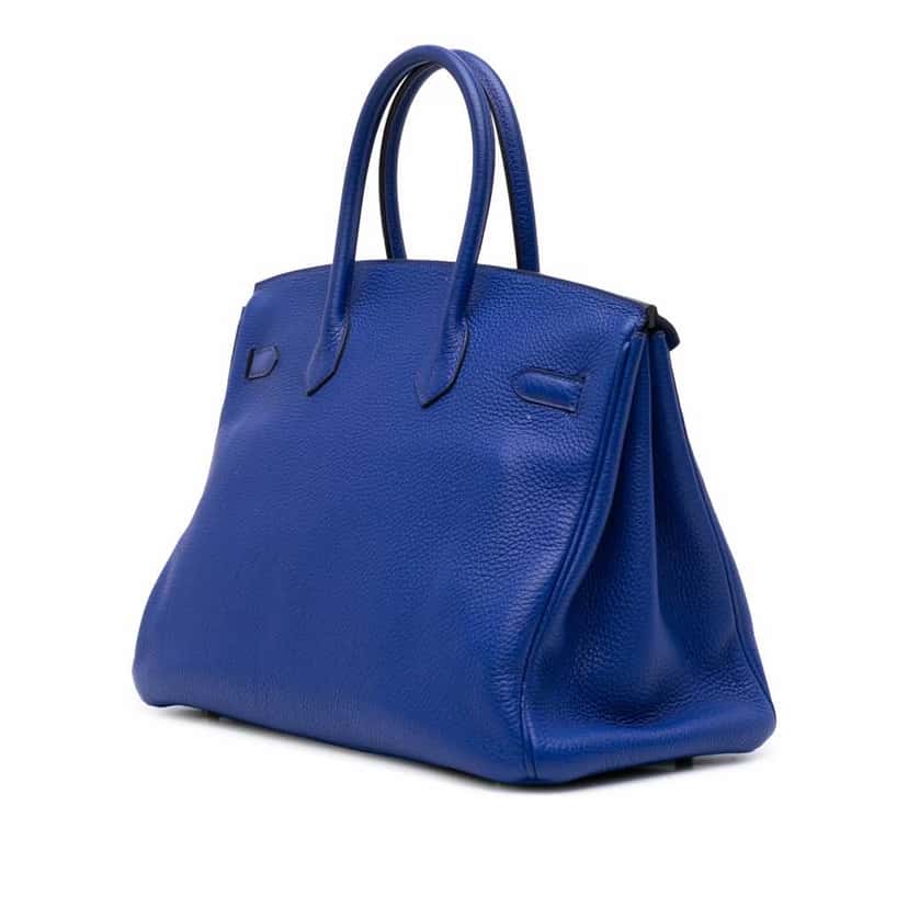 Hermès Togo Birkin Retourne 35 Blue Leather Good condition - Back View