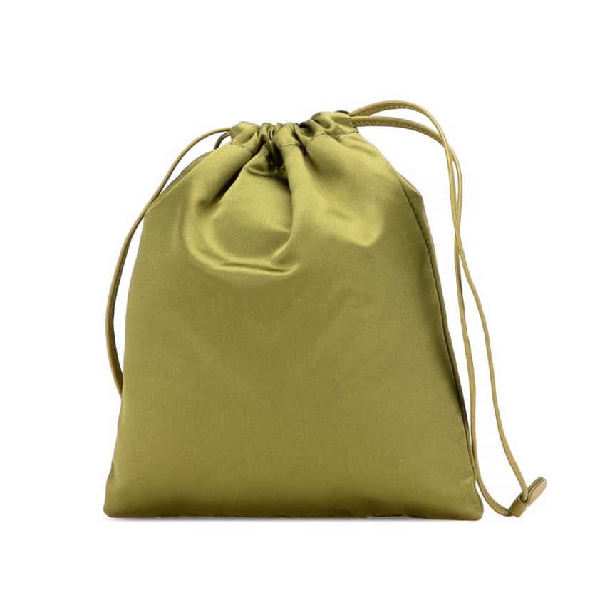Miu Miu Satin Duchesse Drawstring Pouch Green Good condition - Back View