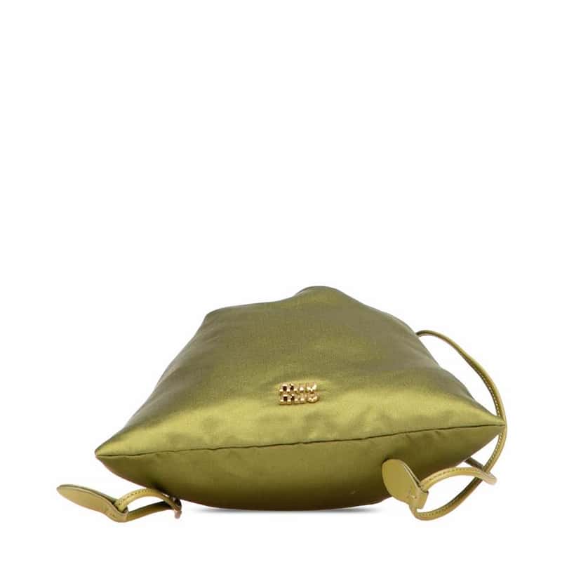 Miu Miu Satin Duchesse Drawstring Pouch Green Good condition - Inside View