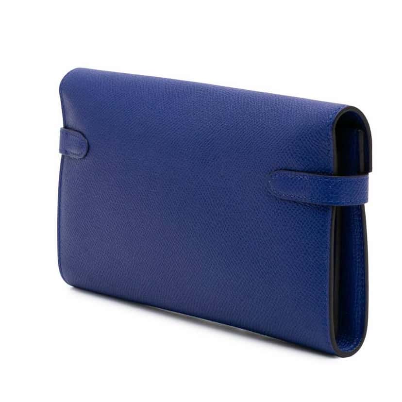 Hermès Epsom Kelly Longue Wallet Blue Leather Fair condition - Back View