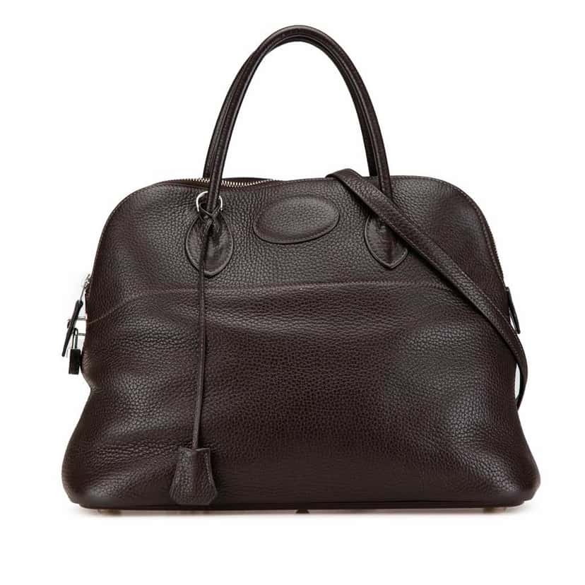 Hermès Clemence Bolide 35 Brown Leather Good condition - Front View