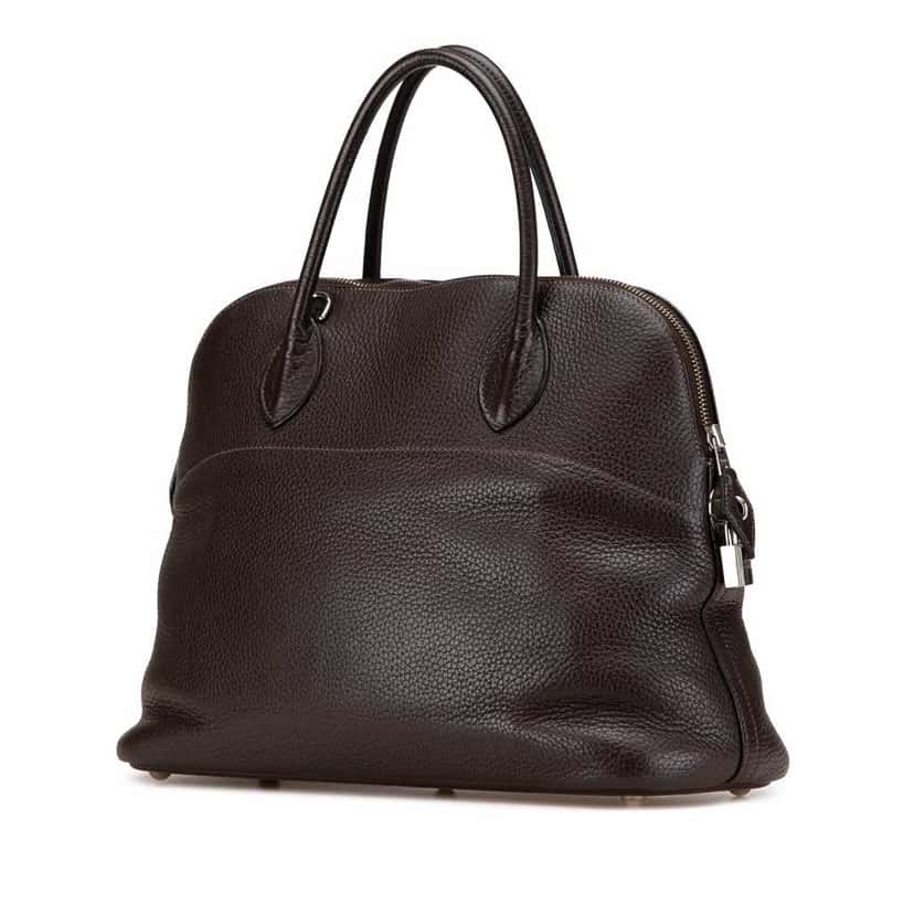 Hermès Clemence Bolide 35 Brown Leather Good condition - Back View