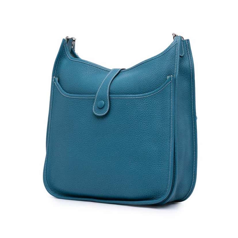 Hermès Clemence Evelyne III 33 Blue Leather Good condition - Back View