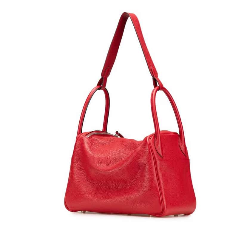 Hermès Clemence Lindy 30 Red Leather Good condition - Back View