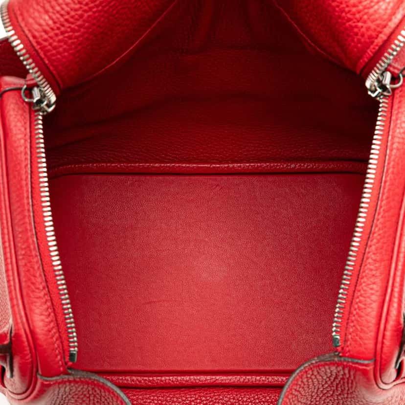 Hermès Clemence Lindy 30 Red Leather Good condition - Model View