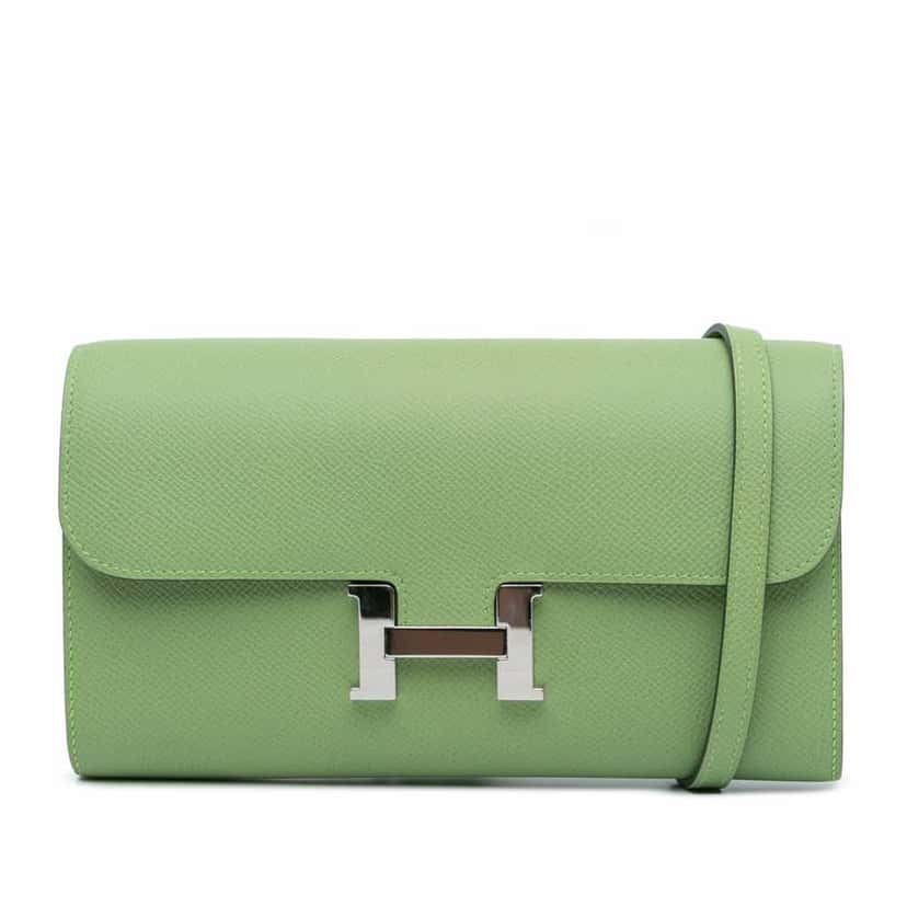 Hermès Epsom Constance Long To Go Wallet Green Leather Good condition - Front View