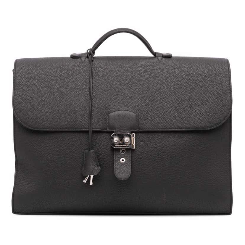 Hermès Togo Sac A Depeches 38 Black Leather Good condition - Front View
