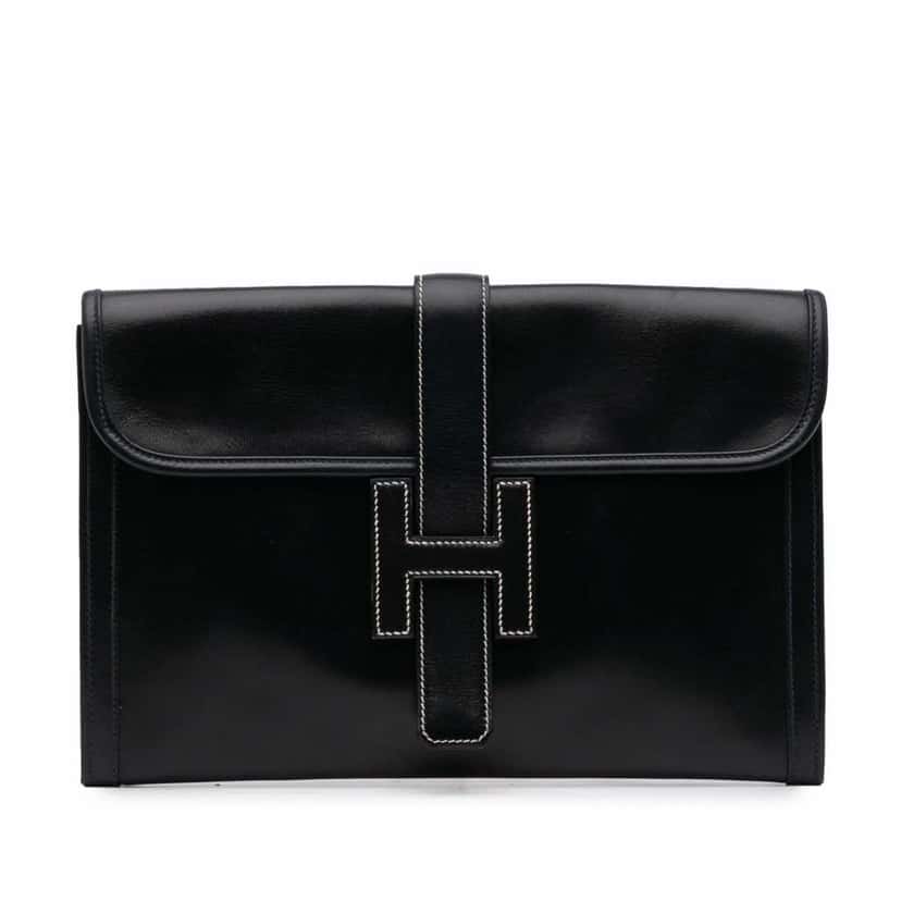 Hermès Box Calf Jige 29 Blue Leather Good condition - Front View