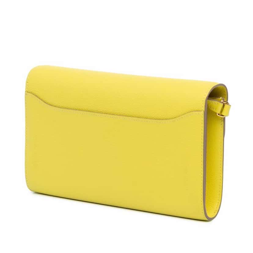 Hermès Evercolor Constance Wallet To Go Yellow Leather Good condition - Back View