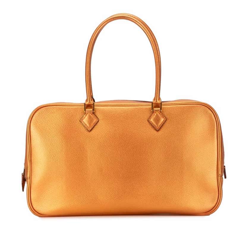 Hermès Metallic Chevre Coromandel Plume Elan 28 Orange Leather Very good condition - Front View
