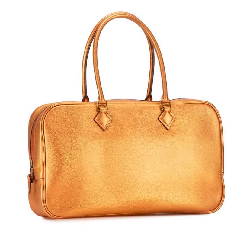 Hermès Metallic Chevre Coromandel Plume Elan 28 Orange Leather Very good condition - Back View