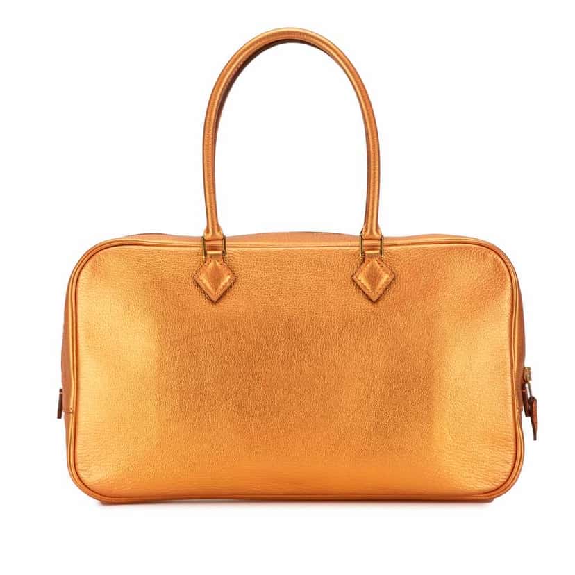 Hermès Metallic Chevre Coromandel Plume Elan 28 Orange Leather Very good condition - Inside View