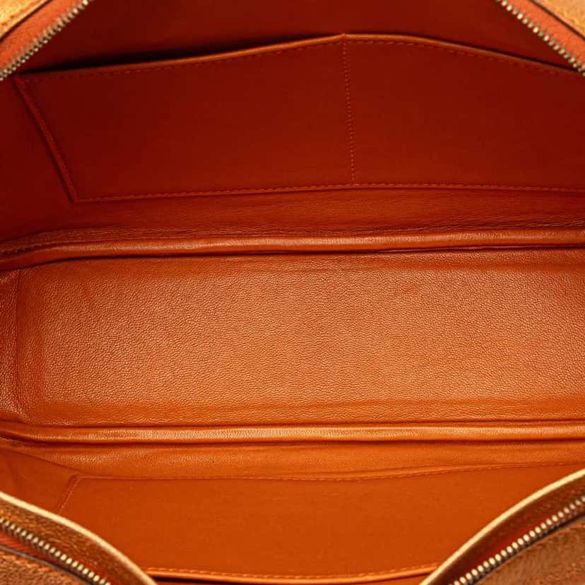 Hermès Metallic Chevre Coromandel Plume Elan 28 Orange Leather Very good condition - Box View