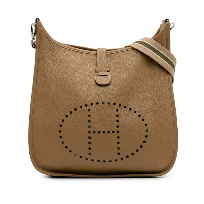 Hermès Clemence Evelyne II GM Brown Leather Good condition - Front View