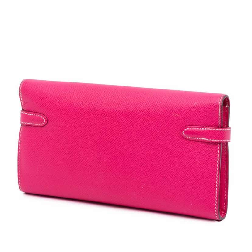 Hermès Epsom Kelly Longue Wallet Pink Leather Good condition - Back View