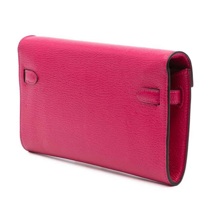 Hermès Chevre Mysore Kelly To Go Wallet Pink Leather Good condition - Back View