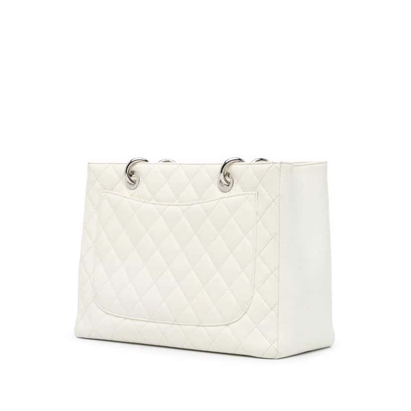 Chanel Caviar Grand Shopping Tote White Leather Good condition - Back View