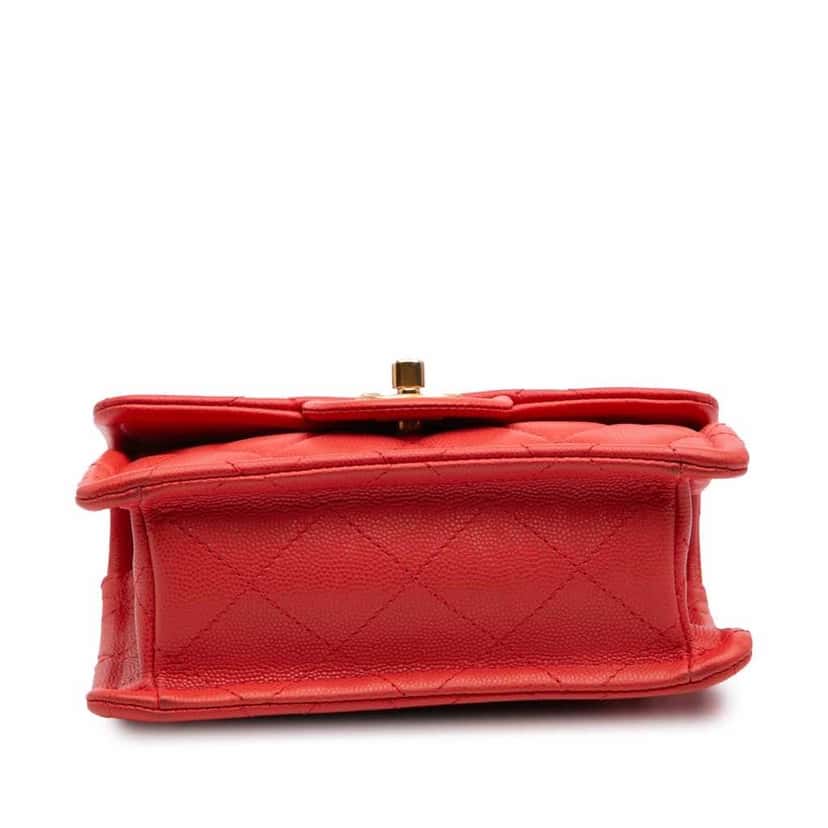 Chanel Mini Quilted Caviar Sweet Classic Flap Red Leather Good condition - Inside View