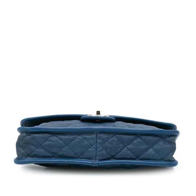 Chanel Medium Caviar French Riviera Flap Blue Leather Good condition - Inside View