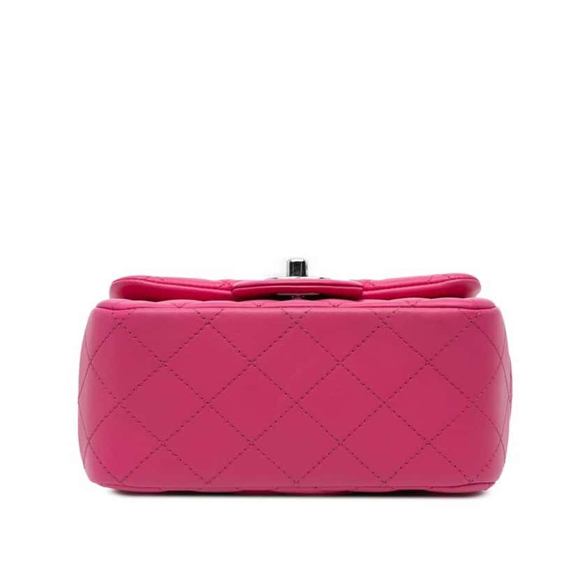 Chanel Mini Square Classic Lambskin Single Flap Pink Leather Good condition - Inside View