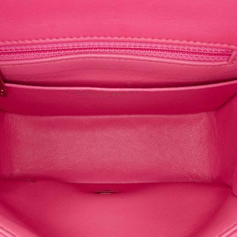 Chanel Mini Square Classic Lambskin Single Flap Pink Leather Good condition - Model View