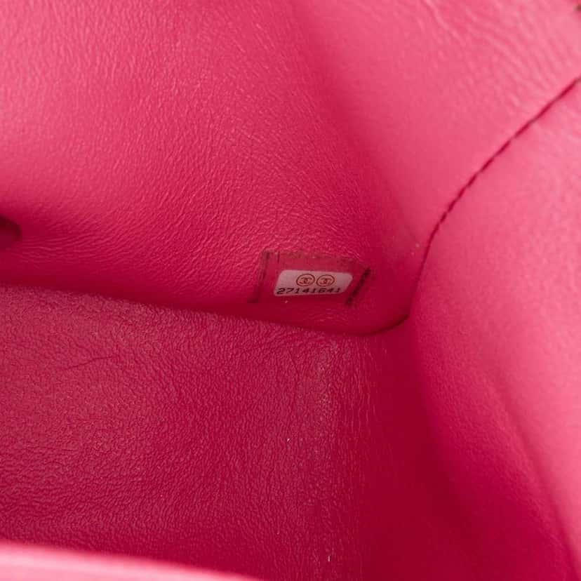 Chanel Mini Square Classic Lambskin Single Flap Pink Leather Good condition - Box View