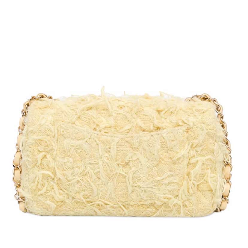 Chanel Mini Rectangular Classic Tweed Fringed Single Flap Yellow Good condition - Inside View