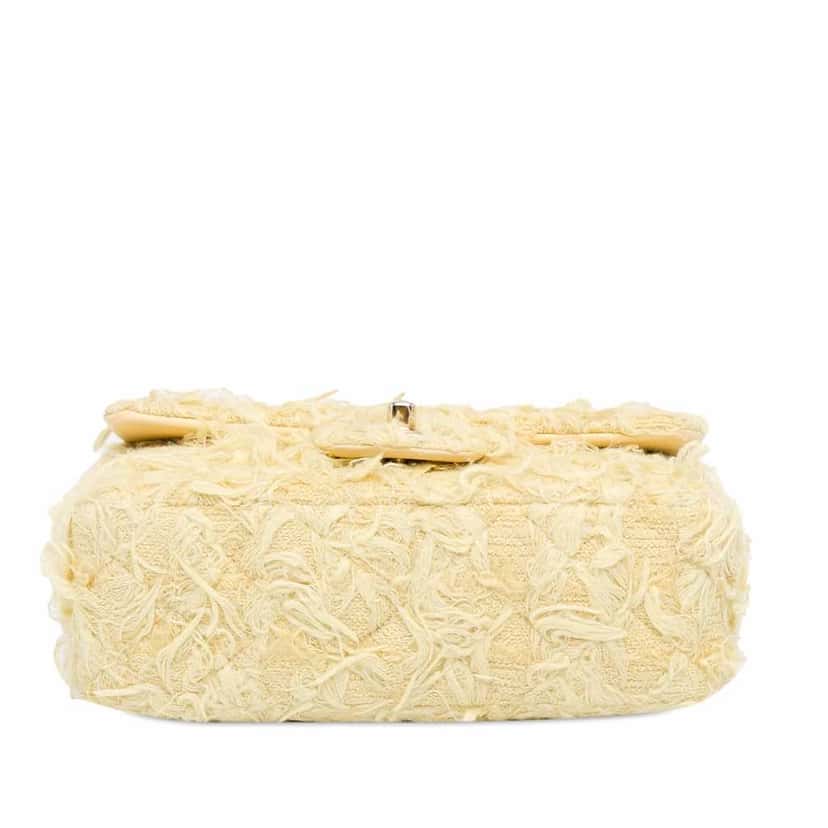 Chanel Mini Rectangular Classic Tweed Fringed Single Flap Yellow Good condition - Model View