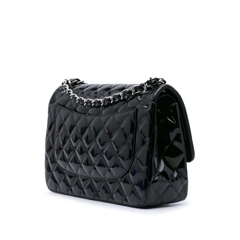 Chanel Jumbo Classic Patent Double Flap Black Leather Good condition - Back View